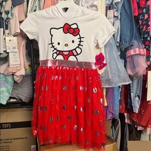 Hello Kitty Dress (white And Red With Metalic Pink)